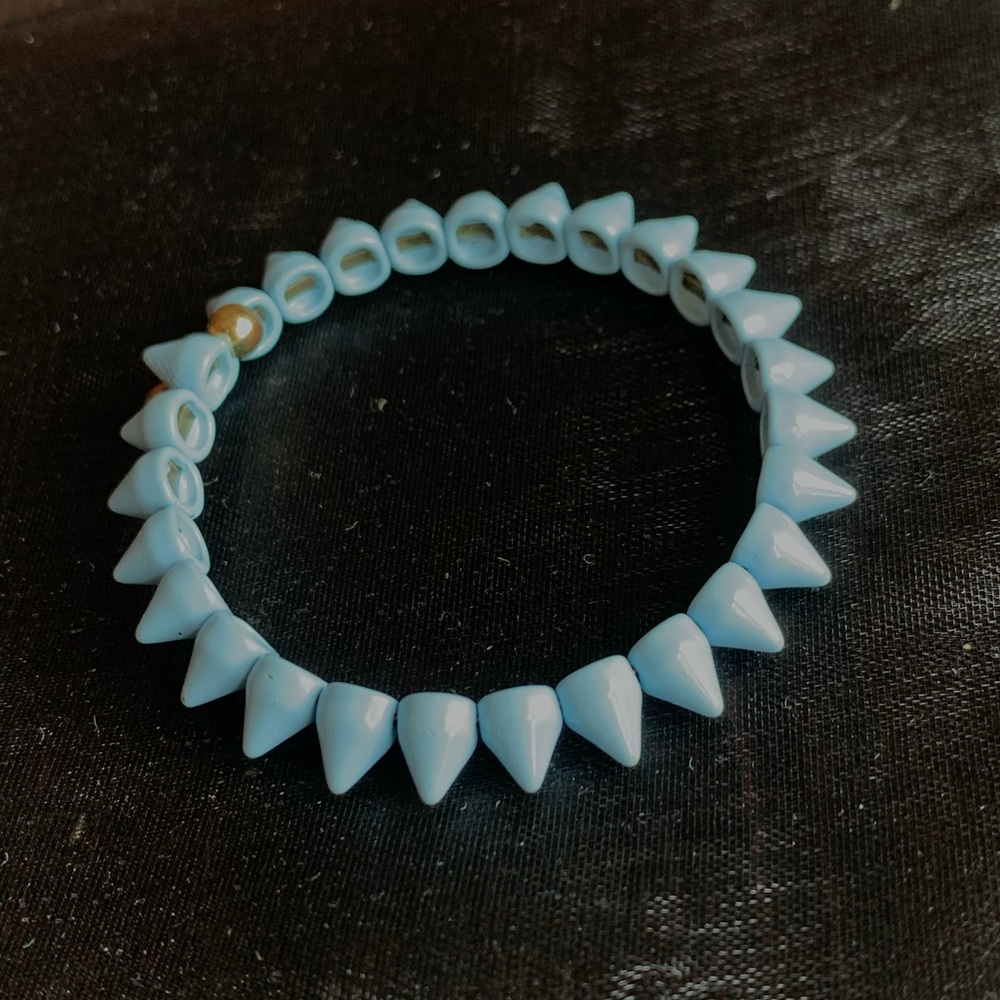 Blue Spiked Bangle Bracelet